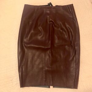 Brown Faux-Learher Pencil Skirt from Express